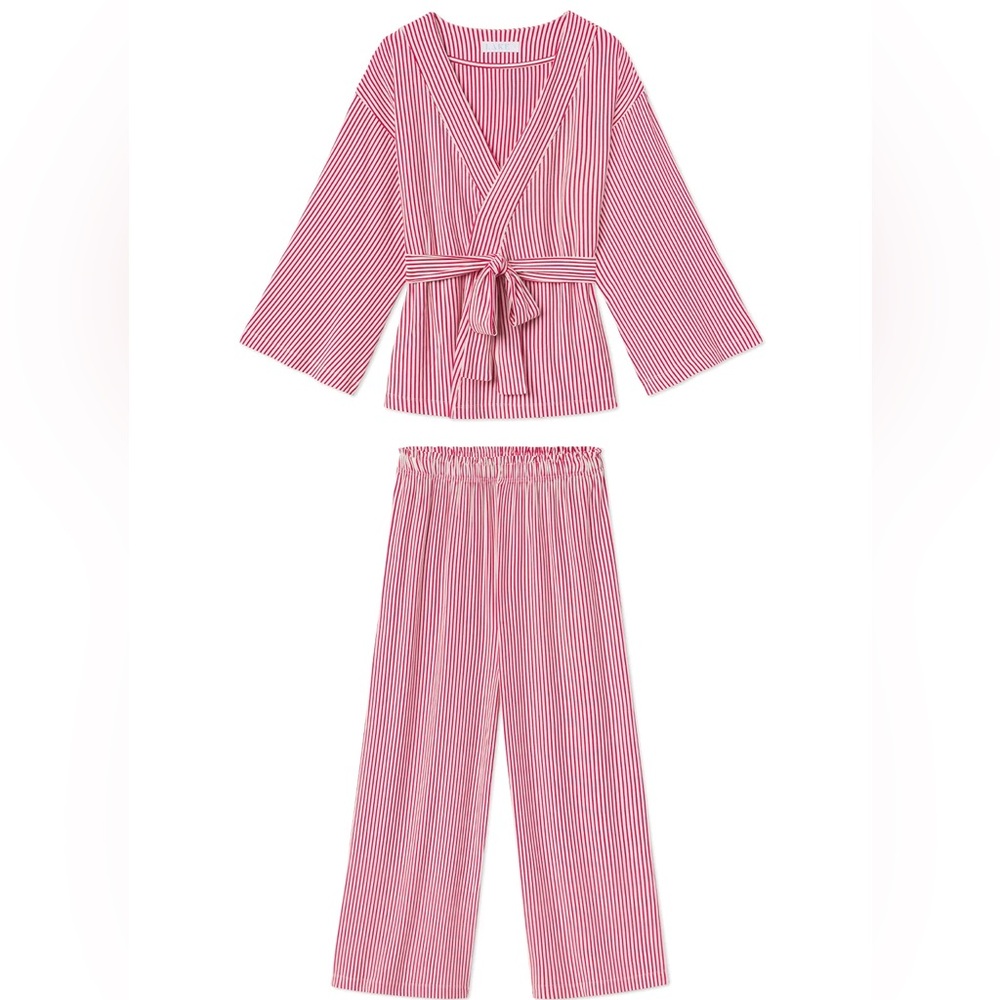 LAKE pajamas red kimono set size small